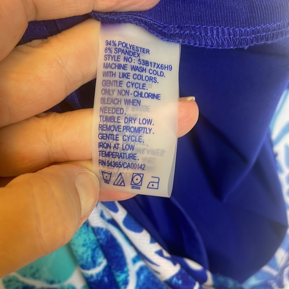 Nygard Woman’s Blouse, Size: M, Color: aqua-blue, Royal-blue, white - Picture 10 of 17